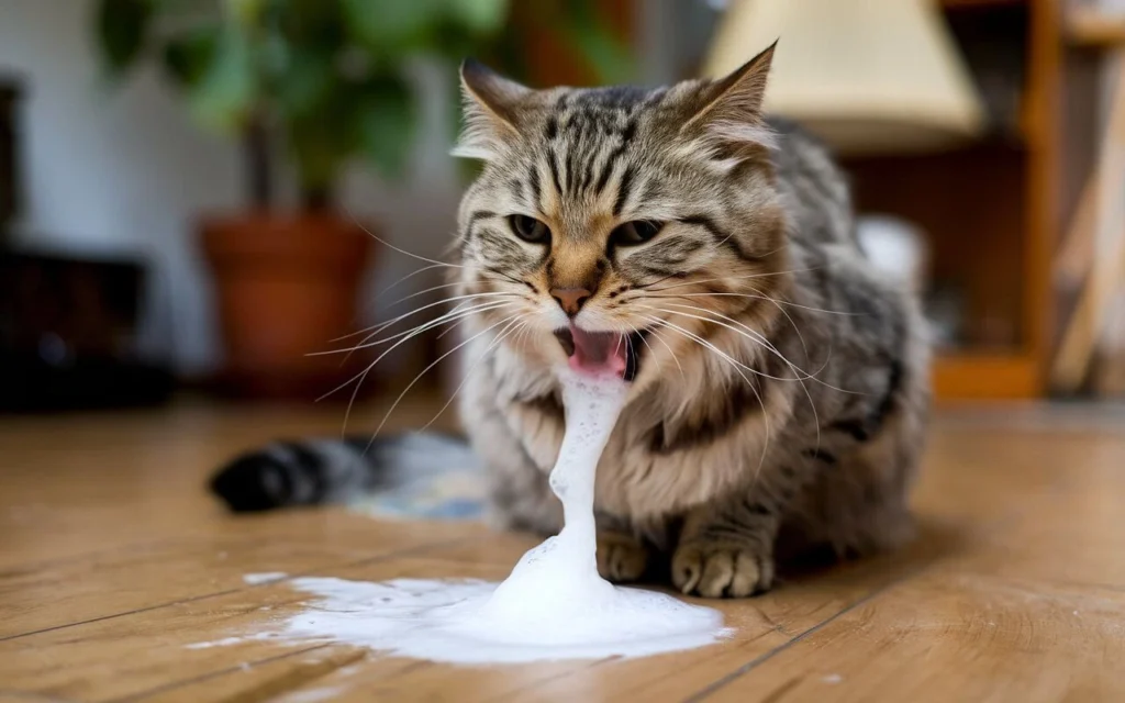 Cat vomiting white foam - potential signs of health problems