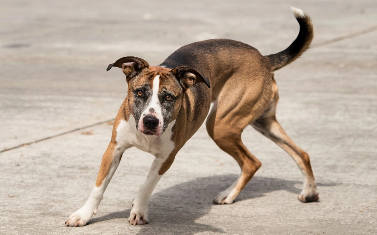 A dog spinning in circles and acting unusual in a backyard.