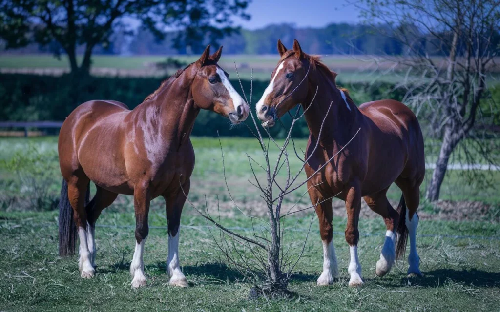 Close-up of horses’ faces looking curiously